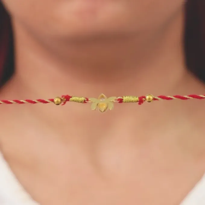 Golden Lotus Love Rakhi Combo (Set of 2)