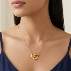 Golden Love Pendant With Link Chain