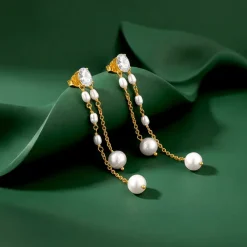 Golden Lovely Pearl Dangler Earrings