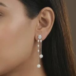 Golden Lovely Pearl Dangler Earrings