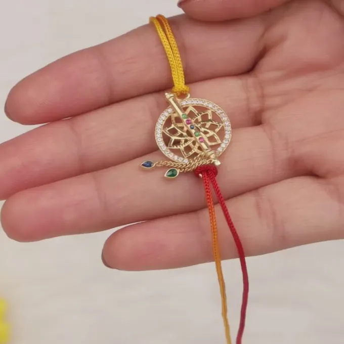 Golden Mandala Flute Rakhi
