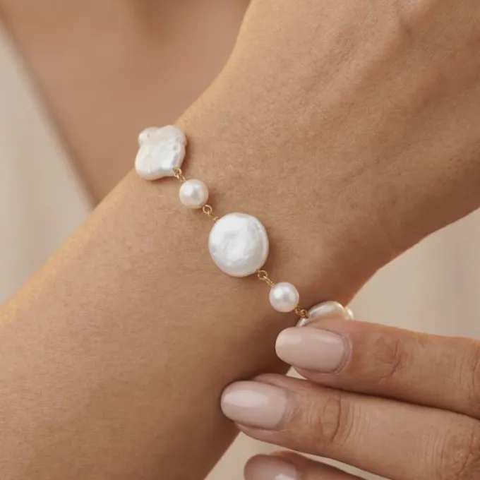 Golden Megan Pearl Bracelet