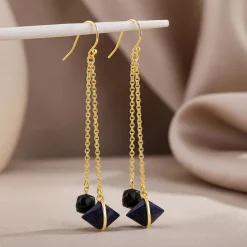 Golden Midnight Drop Dangler Earrings