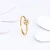 Golden Minimal Floral Ring