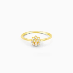 Golden Minimal Floral Ring