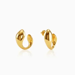 Golden Mod Dolphin Hoop Earrings