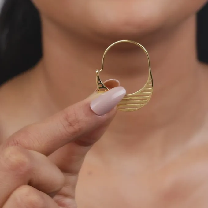 Golden Mod Hoop Earrings