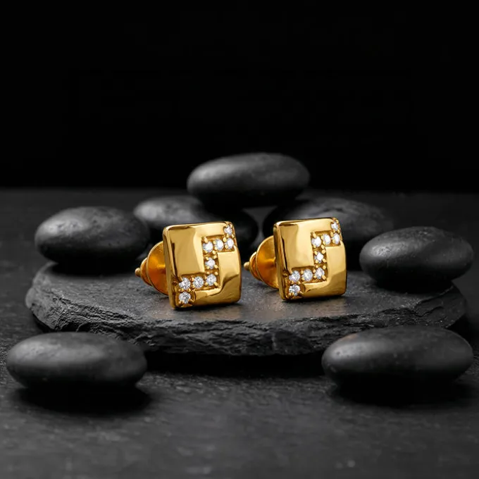 Golden Modern Mosaic Stud For Him