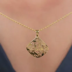 Golden Modern Relic Pendant With Link Chain
