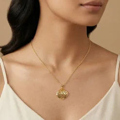 Golden Modern Relic Pendant With Link Chain