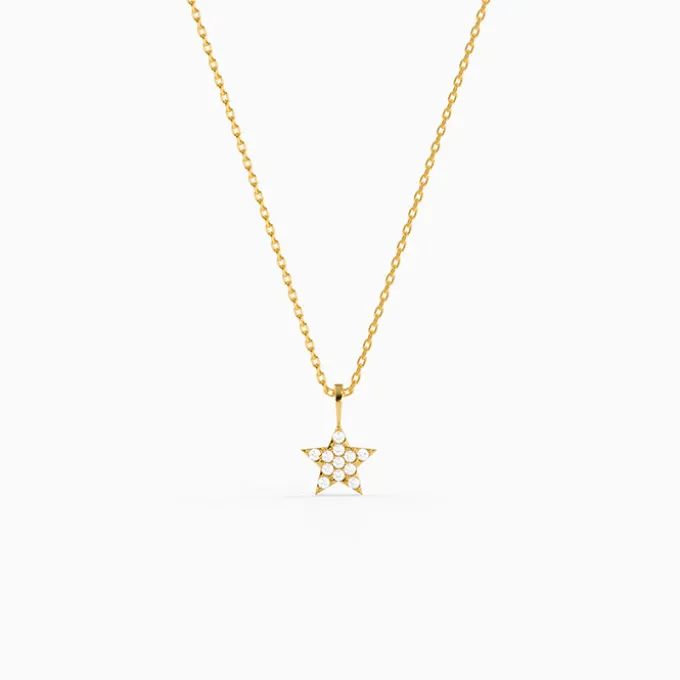 Golden Moonlight Star Pendant with Link Chain