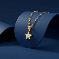 Golden Moonlight Star Pendant with Link Chain