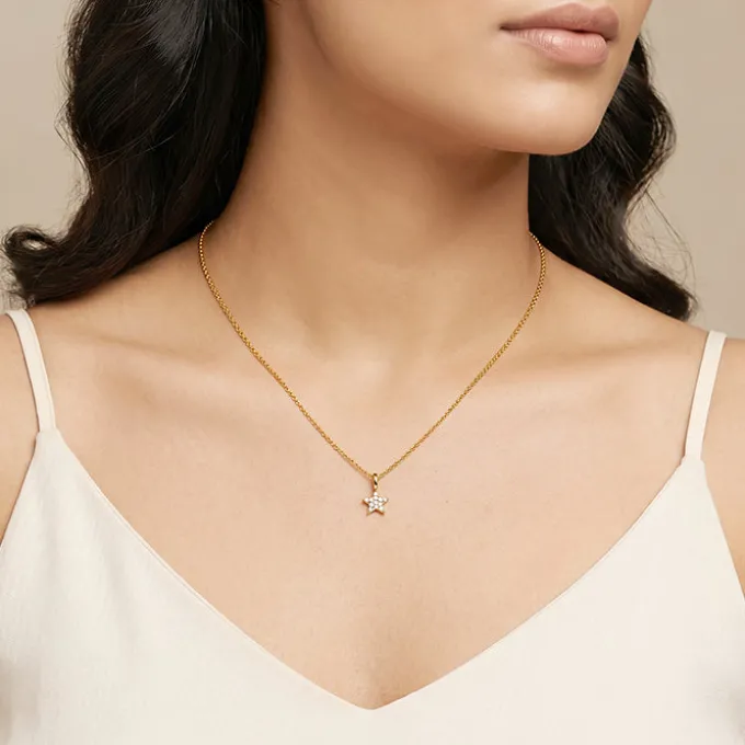 Golden Moonlight Star Pendant with Link Chain