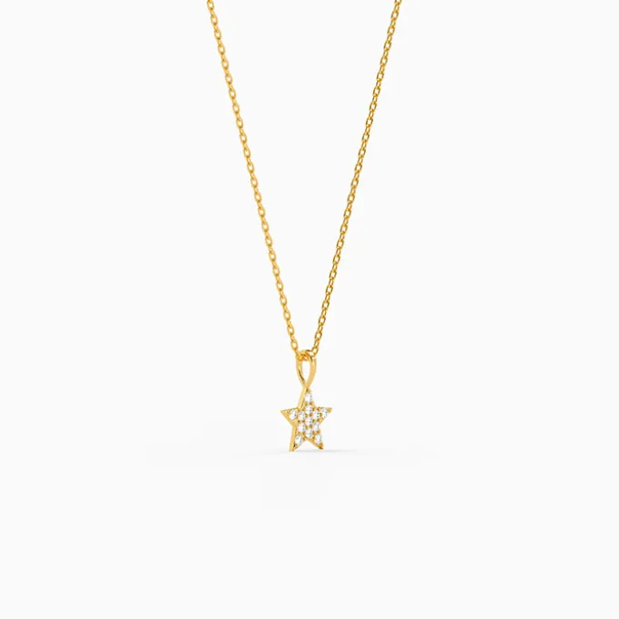 Golden Moonlight Star Pendant with Link Chain
