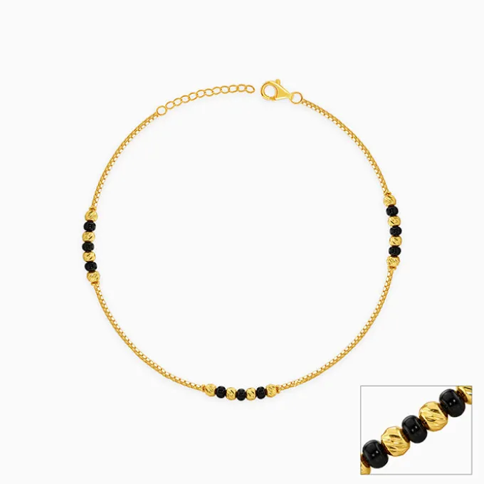 Golden Moonlit Beaded Anklet