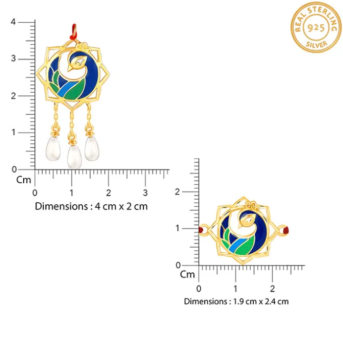 Golden Mor Bhaiya Bhabhi Rakhi Combo (Set of 2)