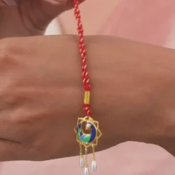 Golden Mor Bhaiya Bhabhi Rakhi Combo (Set of 2)