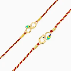 Golden Mor Pankh Rakhi Combo (set of 2)