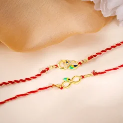 Golden Mor Pankh Rakhi Combo (set of 2)