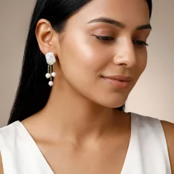 Golden Myrna Pearl Earrings