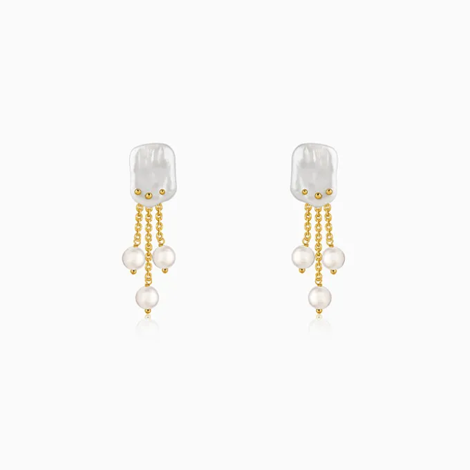 Golden Myrna Pearl Earrings