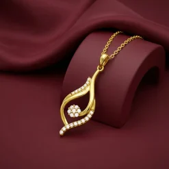 Golden Mystic Gaze Pendant with Link Chain