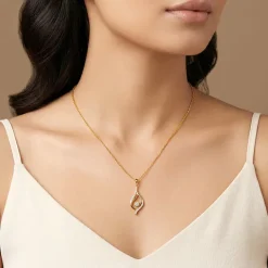 Golden Mystic Gaze Pendant with Link Chain