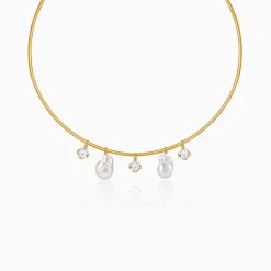 Golden Norma Baroque Pearl Cuff Necklace