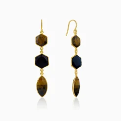 Golden Onyx Flame Dangler Earrings
