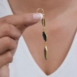 Golden Onyx Flame Dangler Earrings