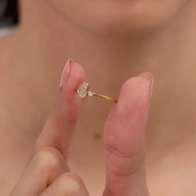 Golden Open Heartbeat Ring
