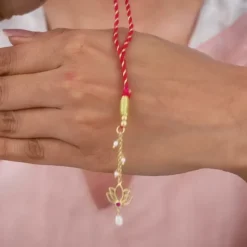 Golden Padma Pearl Lumba Rakhi