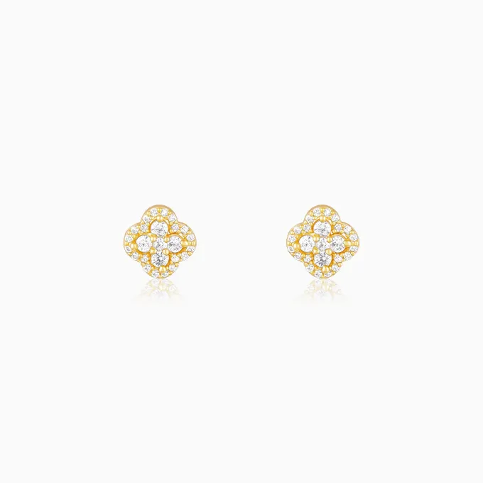 Golden Pansy Flower Earrings