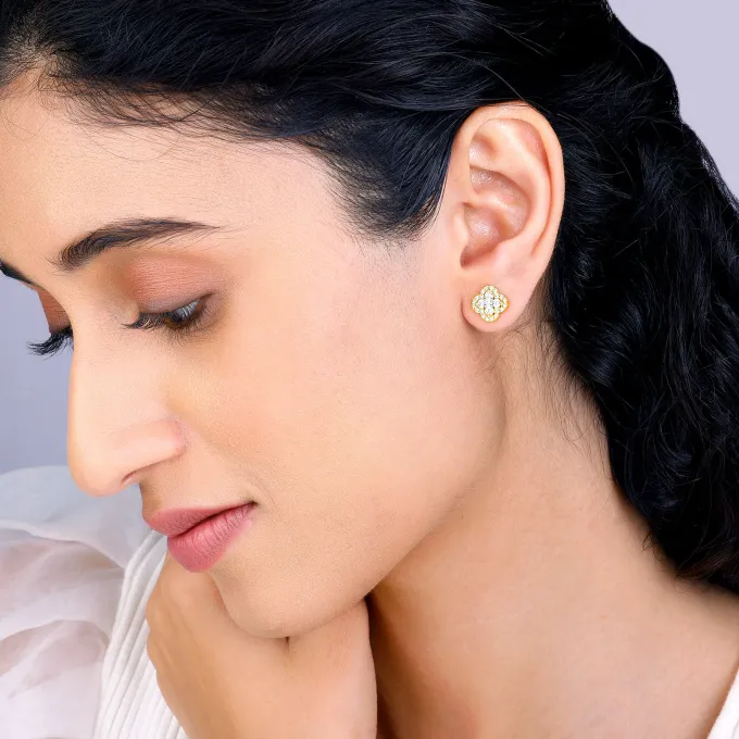 Golden Pansy Flower Earrings