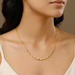 Golden Paperclip Link Chain Necklace