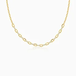 Golden Paperclip Link Chain Necklace