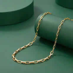 Golden Paperclip Link Chain Necklace
