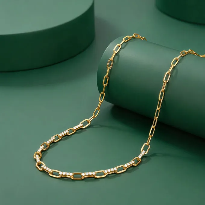 Golden Paperclip Link Chain Necklace