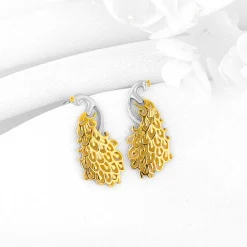 Golden Peacock Earrings