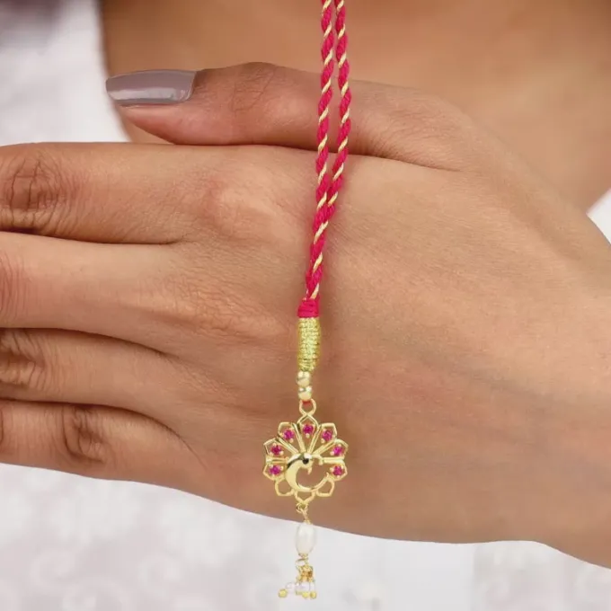 Golden Peacock Heritage Lumba Rakhi