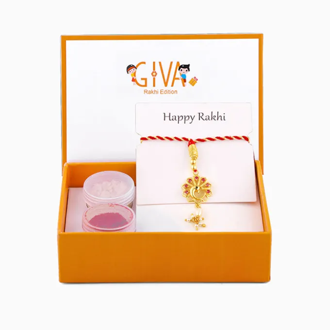 Golden Peacock Heritage Lumba Rakhi