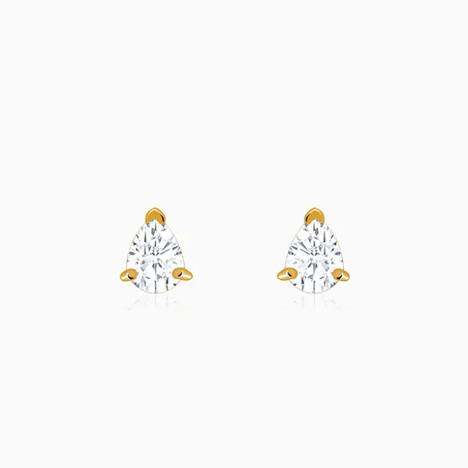 Golden Peardrop Stud Earrings