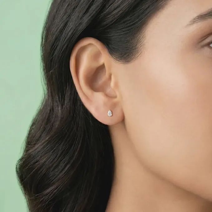 Golden Peardrop Stud Earrings