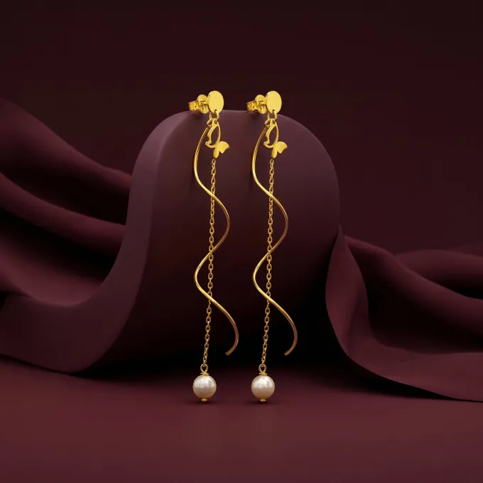 Golden Pearl Reverie Dangler Earrings