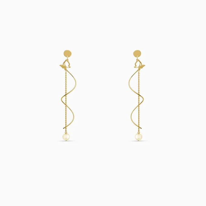 Golden Pearl Reverie Dangler Earrings