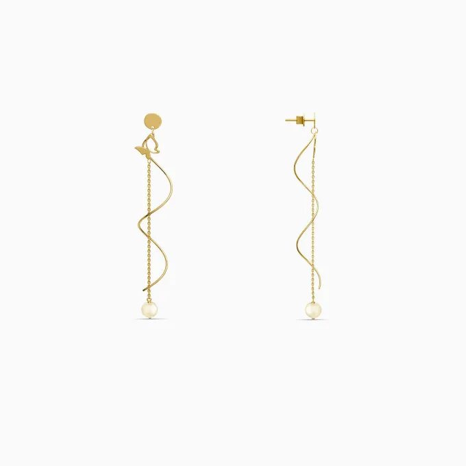 Golden Pearl Reverie Dangler Earrings