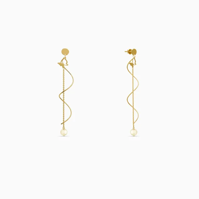 Golden Pearl Reverie Dangler Earrings