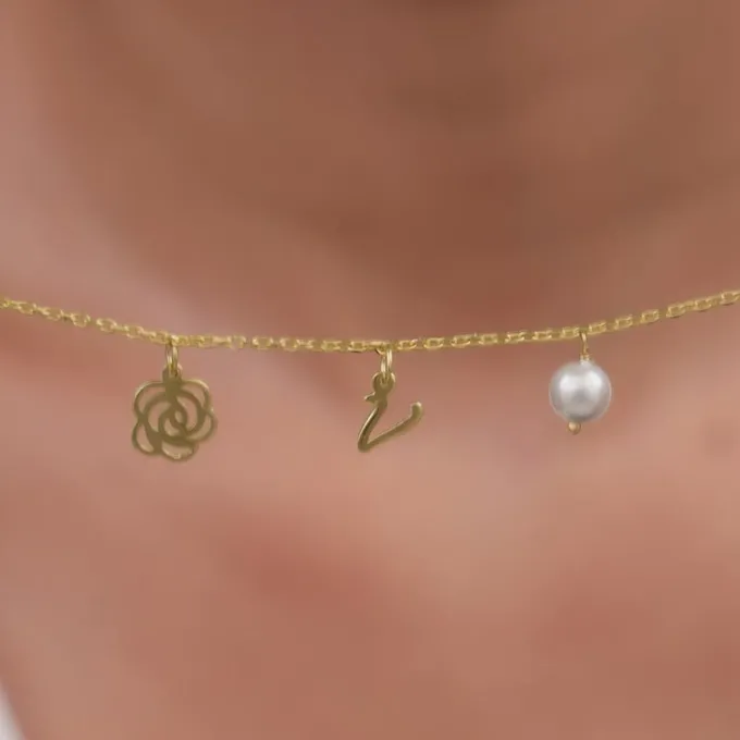 Golden Pearl Rosey Personalised Bracelet