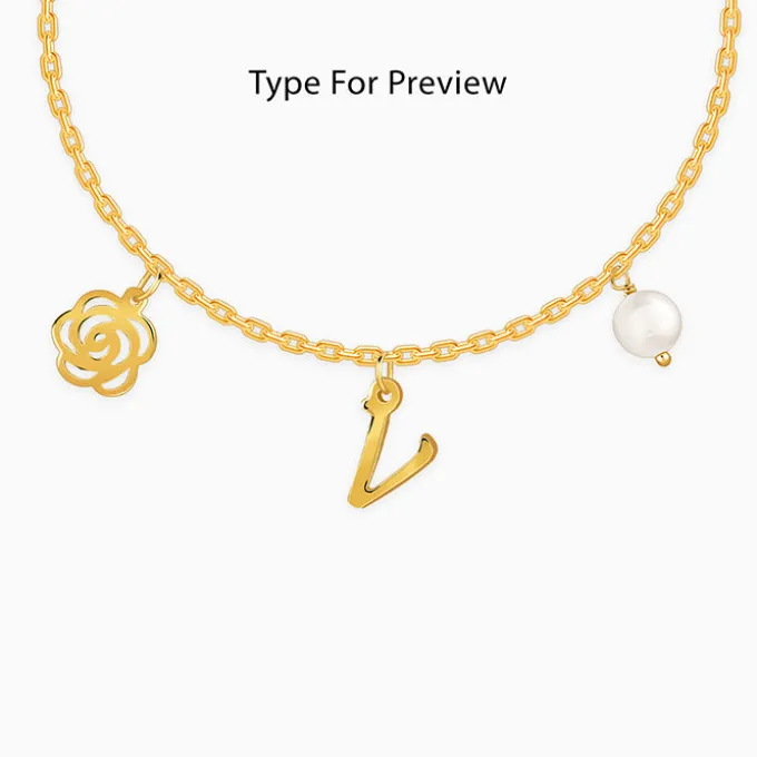 Golden Pearl Rosey Personalised Bracelet