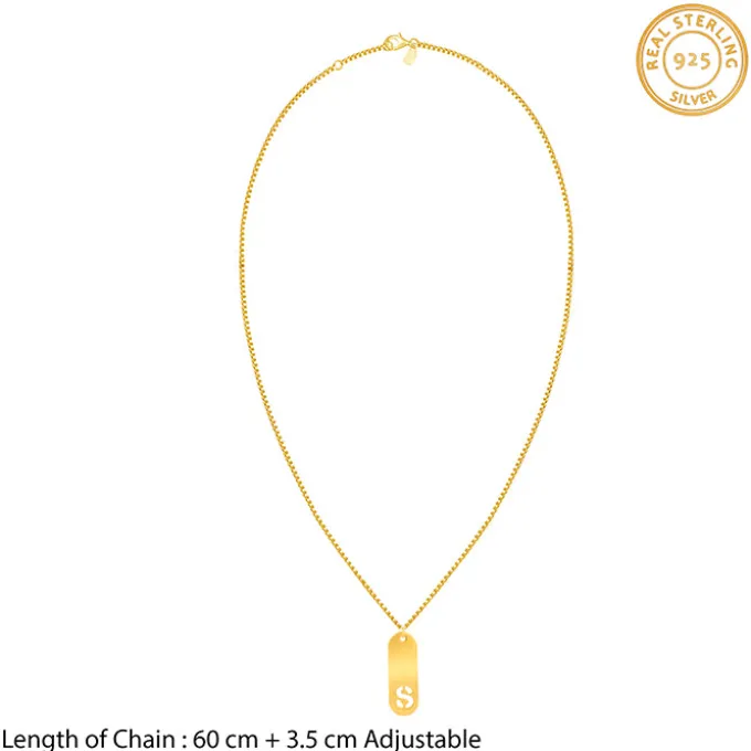 Golden Personalised Alpha Tag Initial Pendant For Him